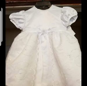 Baptism dress, shoes, and socks